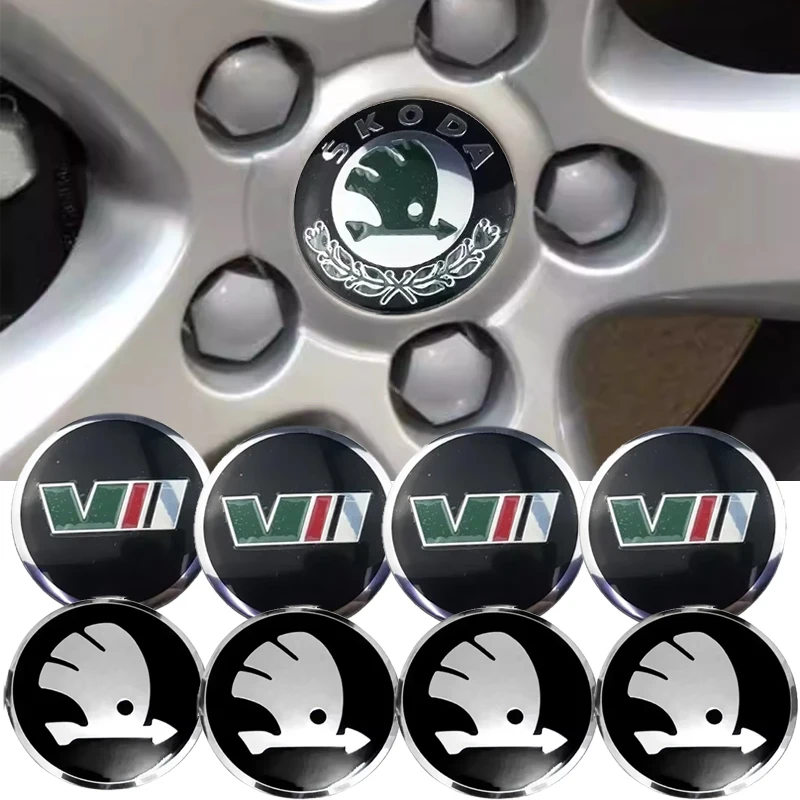 56 мм наклейка на центральную крышку колеса автомобиля для SKODA Fabia Superb Citigo Rapid Yeti Octavia Kamiq Vision S Kodiak, аксессуары с логотипом