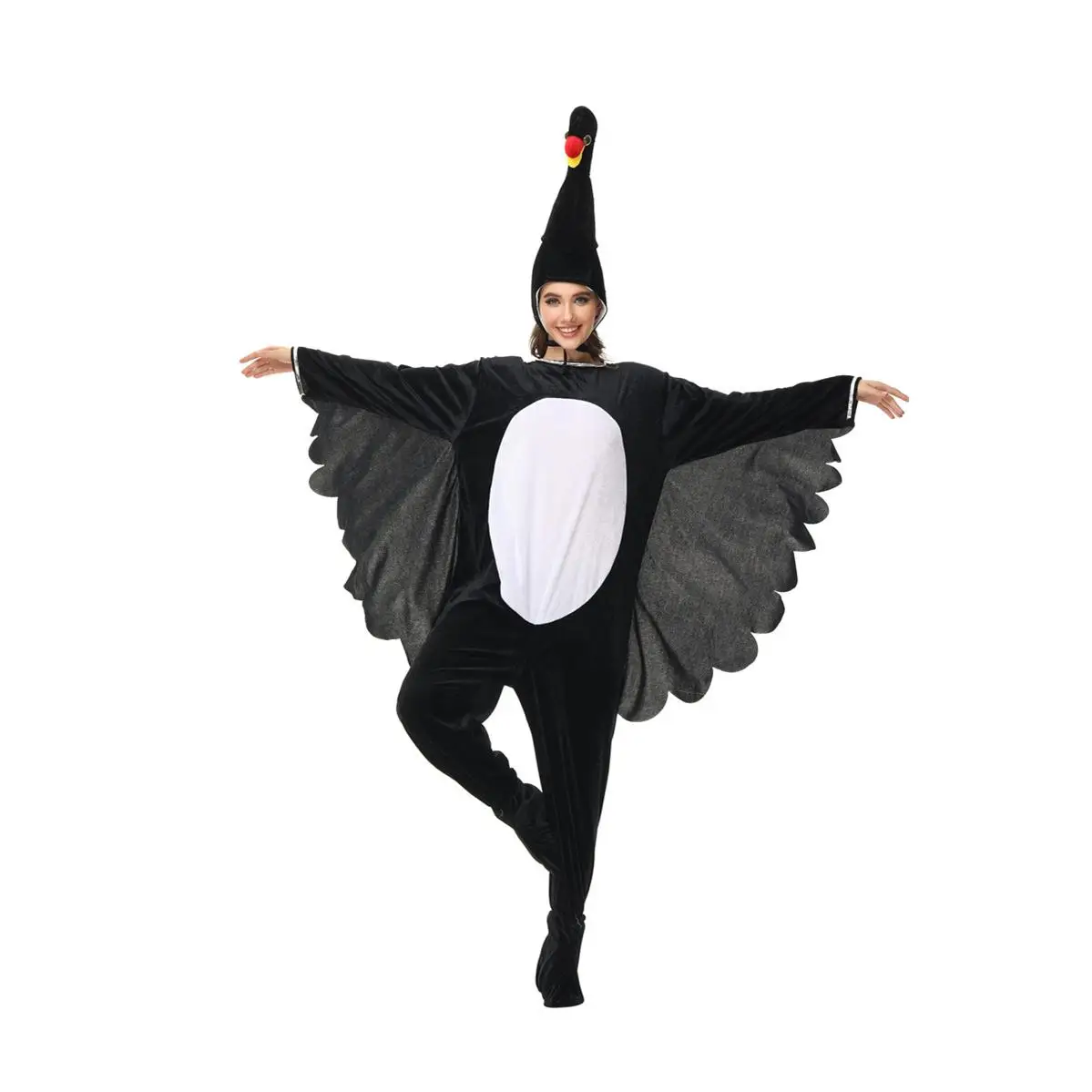 

Взрослый зимний костюм-комбинезон в виде животного для сценических выступлений, костюм черного лебедя на Хэллоуин, бренд Yue Meikai