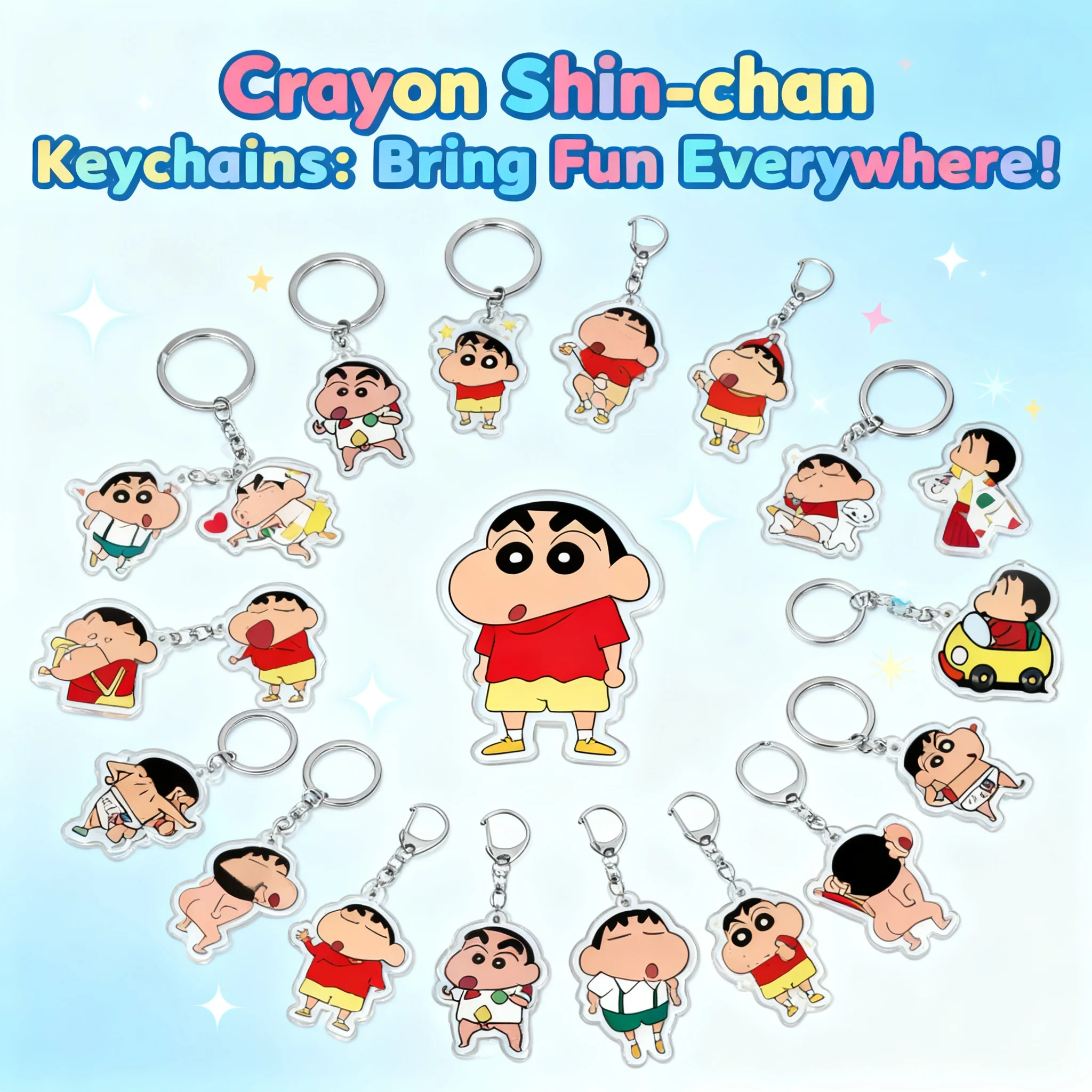 

Акриловый двусторонний брелок «Креон Шин-чан» с Шинносукэ Нохарой и Мисэ Нохарой, мультяшный кулон, аниме-атрибутика, милый мультяшный персонаж