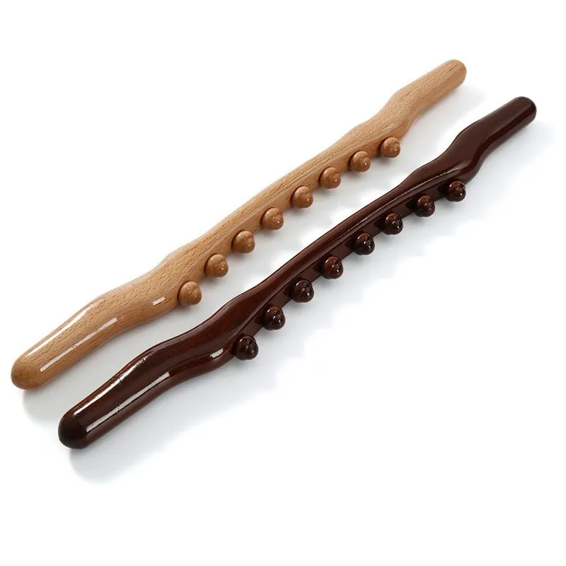 

New 8 Beads Gua Sha Massage Stick Carbonized Wood Back Body Meridian Scrapping Therapy Wand Muscle Relaxing Acupuncture Massager