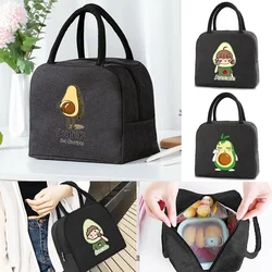 Lunch Bag Women Insulated Cooler Bags Kid Food Thermal Lunch Box Handbag Avocado Print Canvas Pouch Picnic Portable Storage Pack