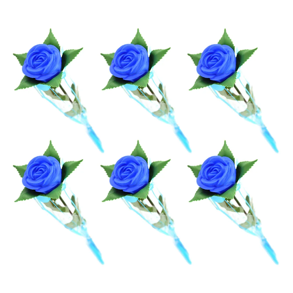 

6 Pcs Rose Simulation Flower LED Light Colorful Colorful Luminous Rose Blossoms Romantic Decorations Valentine Gifts Wedding