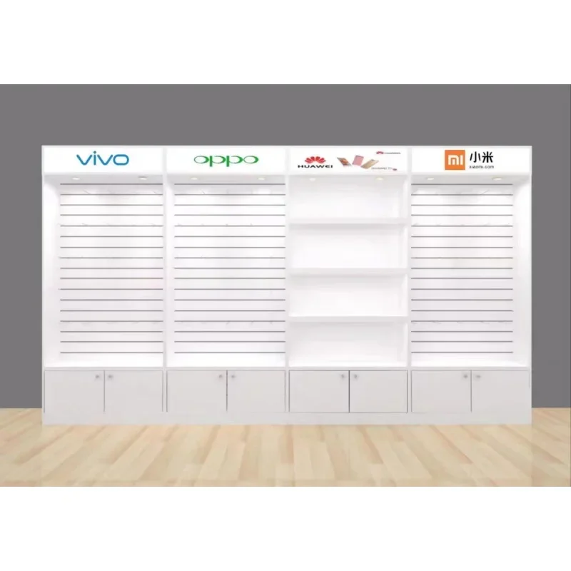 Wooden Display Showcase Mobile Phone Accessories Cabinet with Hooks Cellphone  Accessories Store Display Shelf Stand