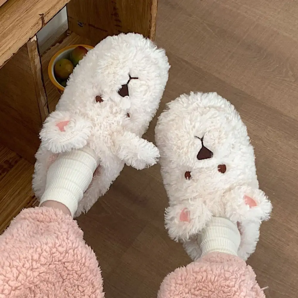 Houseshoes الشتاء أفخم الكلب النعال لينة المضادة للانزلاق الكرتون فروي النعال رشاقته الدافئة سميكة سوليد المنزل أحذية قطنية داخلي #3