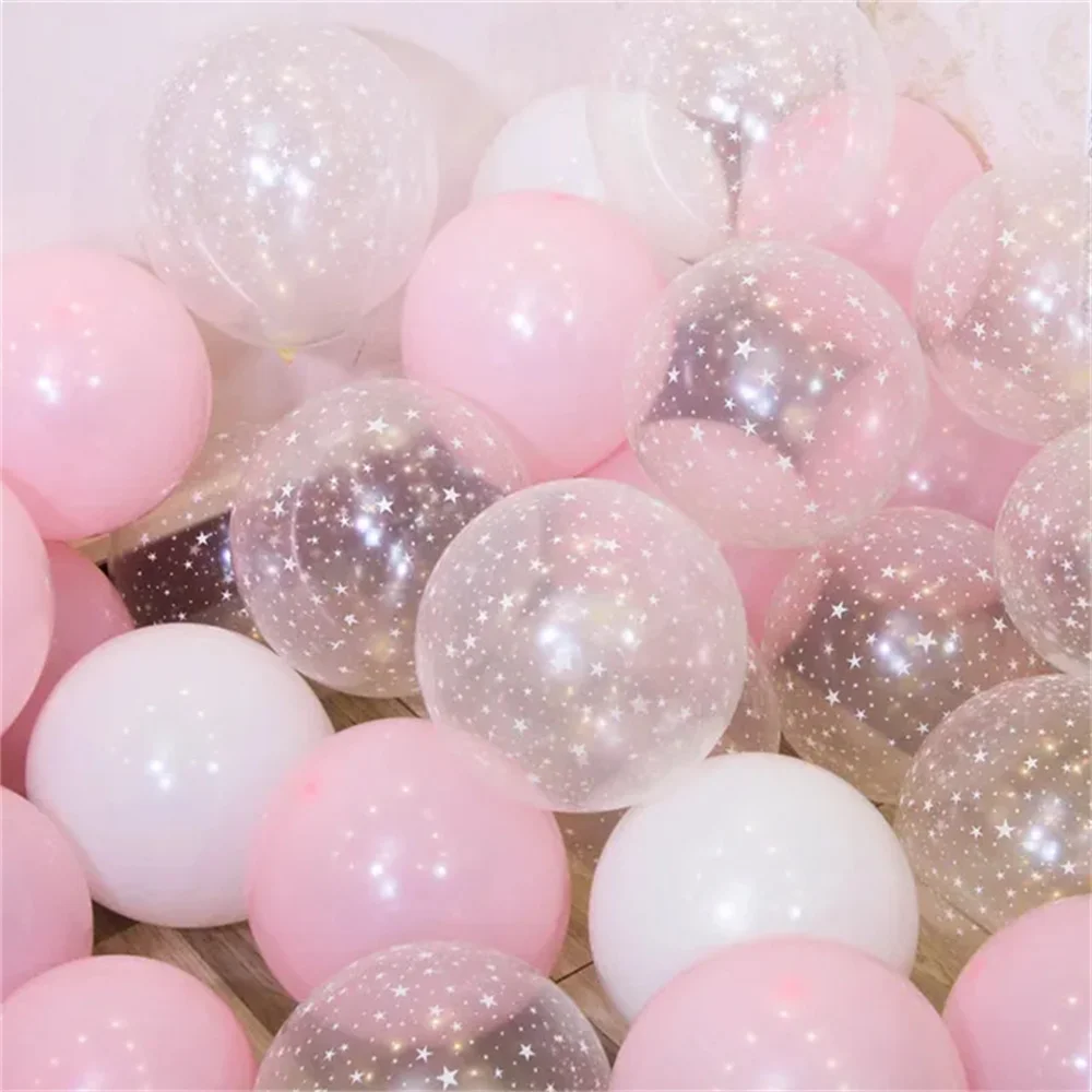 20pcs 12 inch Latex Balloon Set Star Clear Pink Gold Balloons Wedding Decoration Baby Shower Birthday Party Supplies Home Decor