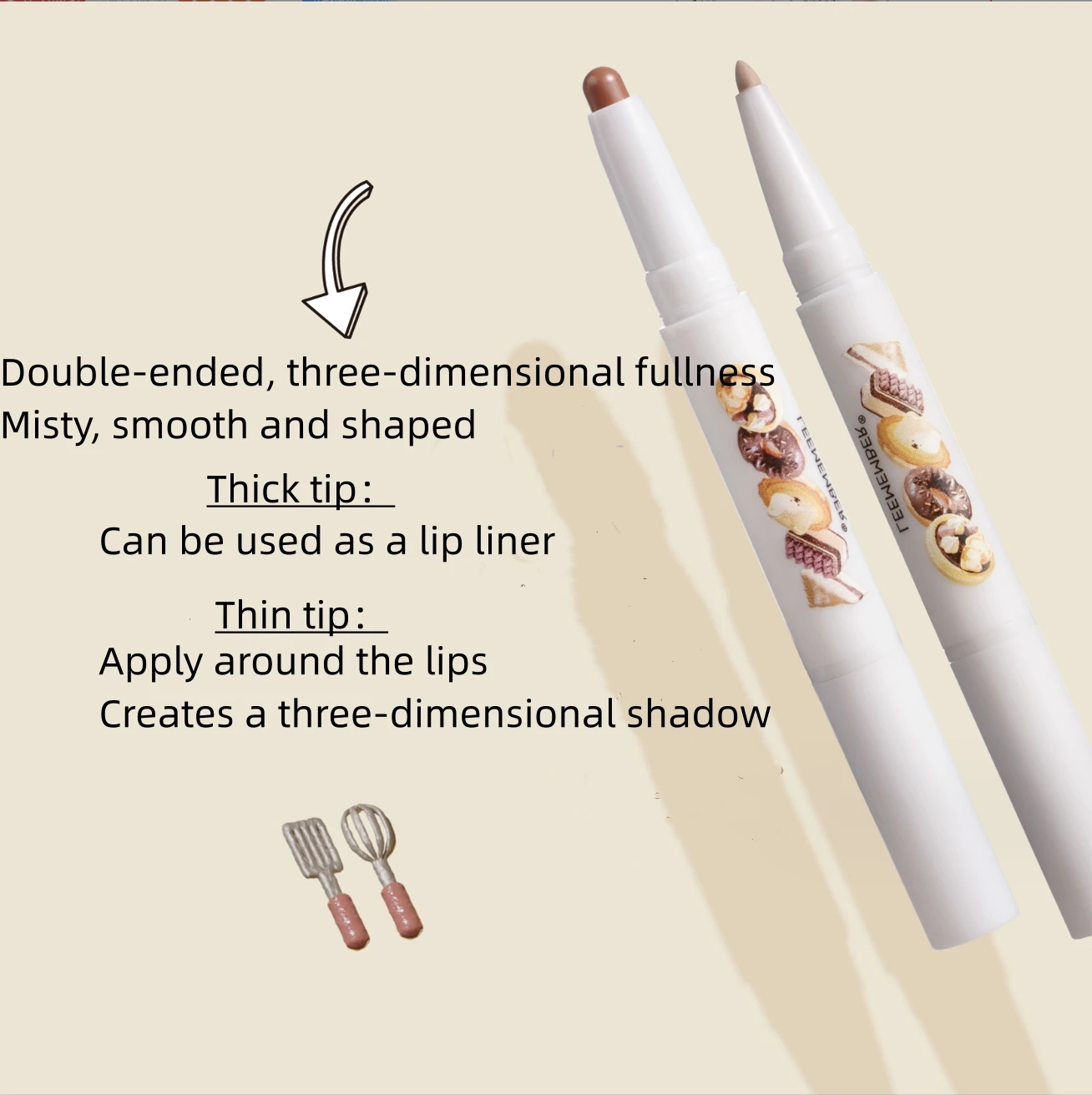 LEEMEMBER Lip Liner Bear Bakery Collection Kredka do ust Naturalne krycie i zmiana koloru ust Dwustronny makijaż ust