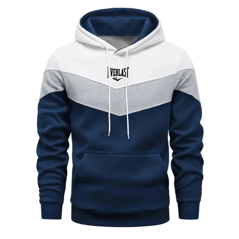 2026 New Arrival Men's Sweatshirt High Quality Hooded Long Sleeve Three-color Stitching Hoodie Autumn Winter Casual Fashion Coat
