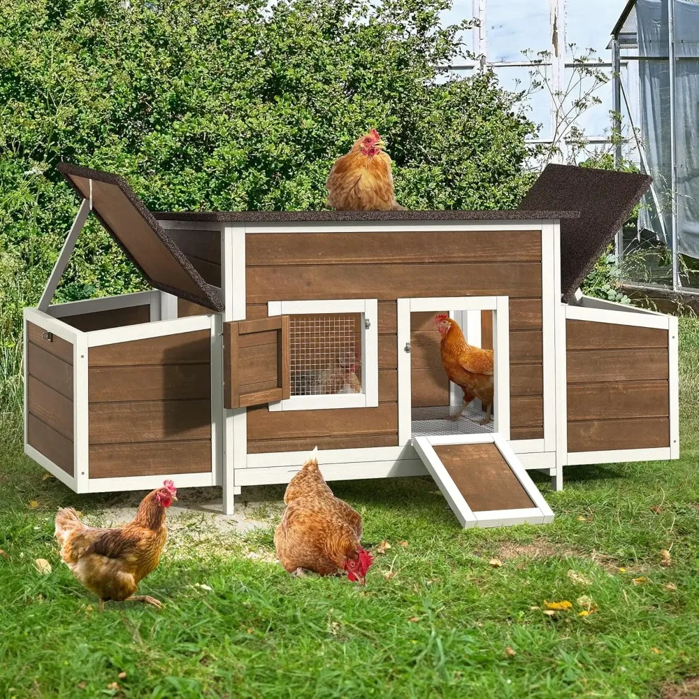 

chicken coop 11.5ft² large wooden chicken house chicken pen outdoor with 2 nesting boxes poultry cage rabbit hutch duck cage wi