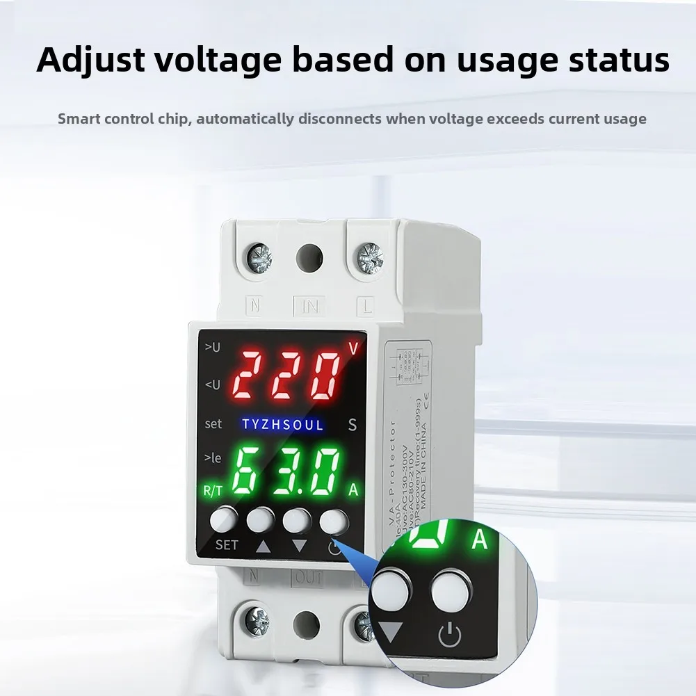 Smart Dual Display LCD Voltage Protector Over Under Current Control Relay For Home Electrical System Safety Monitoring Device
