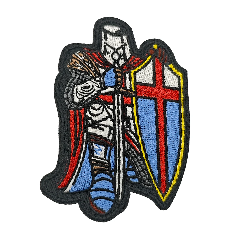 Mittelalterlicher Templer-Ritter, bestickter Aufnäher mit Klettverschluss, Kreuzritter-Moralabzeichen zum Selbermachen für Kleidung, Rucksack, Jacke, Weste, Hut