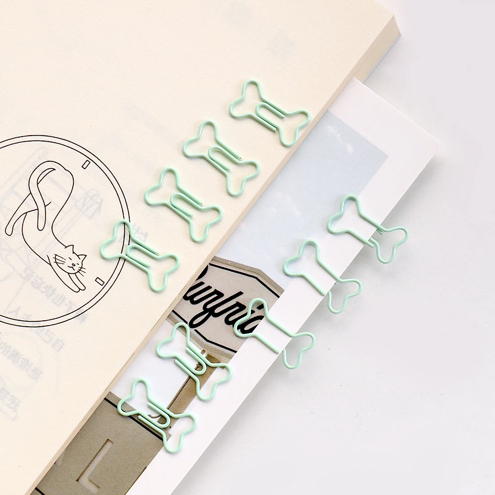 50pcs /bag mini bone paper Clip Bookmark binder clip Office Accessories paper Clips Patchwork Clip H0481