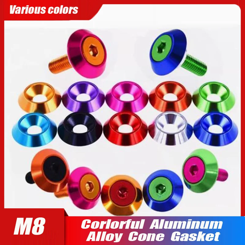 

2/3/5Pcs/lot Cap Head Aluminum Washer M8 Corlorful Aluminum Alloy Cone Gasket Washer For RC Parts Bolt Washer Screw Capv
