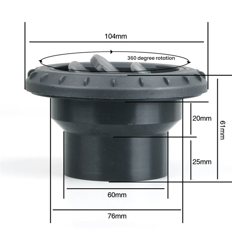 منفذ تنفيس الهواء، سخان هواء قابل للدوران، مكيف هواء أسود لشاحنة السيارة، VAN Campers-Hot