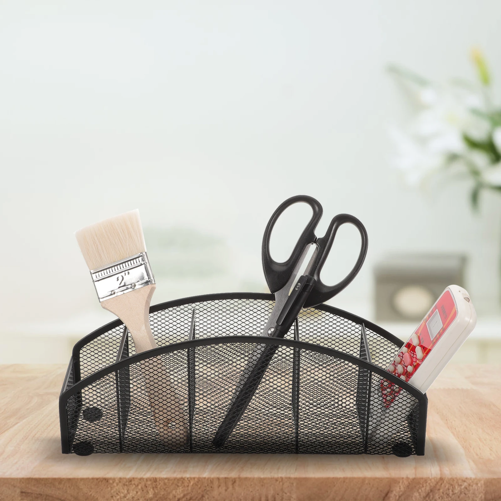 

Iron Pencil Desk Holder Rainbow Black Multi Grid Office ganizer Stationery Storage Box Makeup Brush Holder For Student