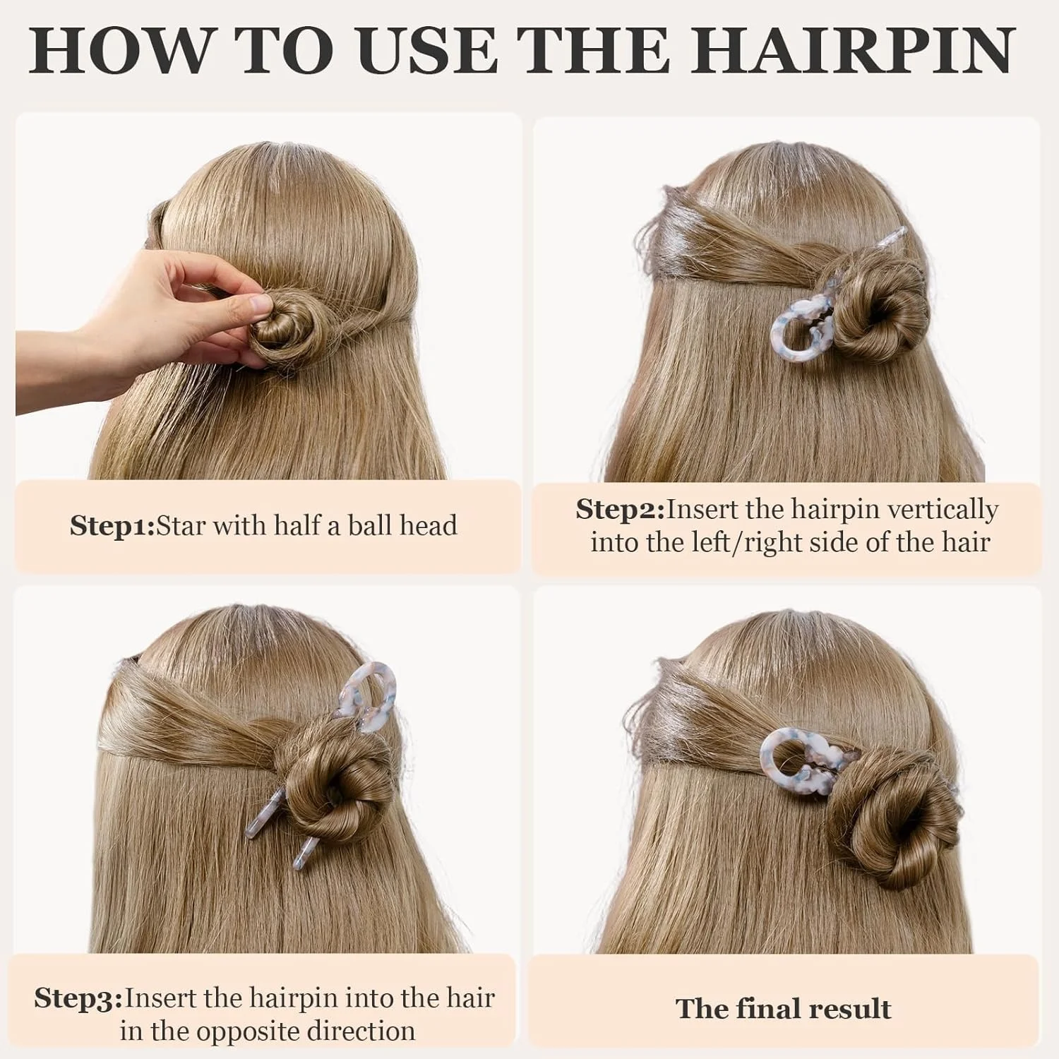 Horquilla en forma de U dentada antideslizante acrílica, nuevo modelo, para acordes y peinados informales, adecuada para varios volúmenes de cabello, 1 ud.