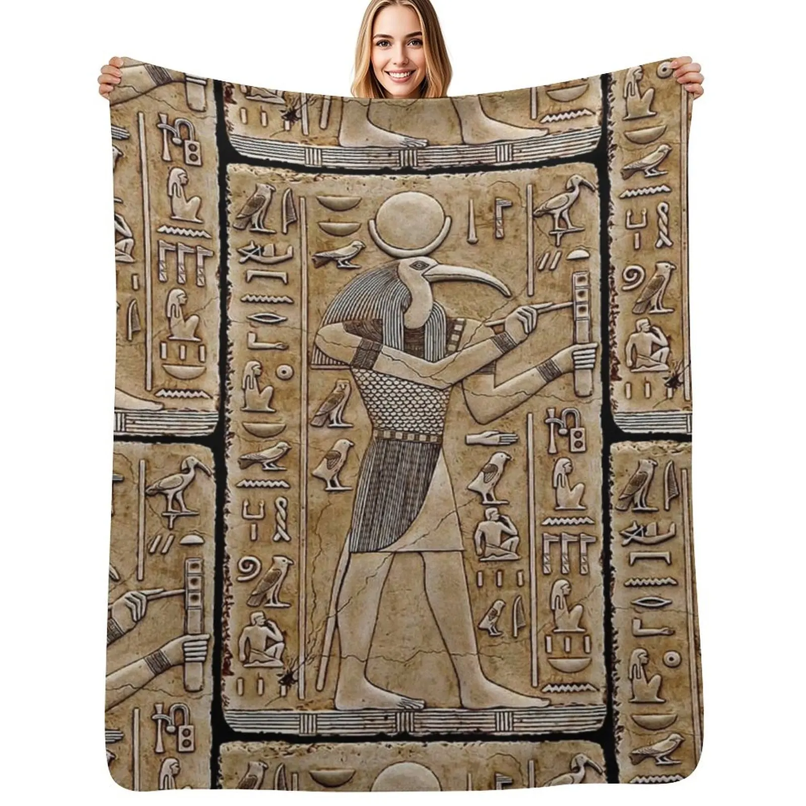 

Thoth -Ancient Egyptian deity Throw Blanket Hairy Decoratives Single Beautifuls Blankets