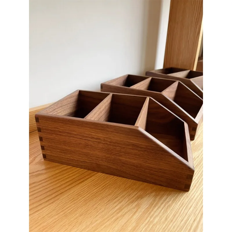 Desktop solid wood finishing box sticky note box tea bag seasoning coffee bag storage North American black walnut log pr