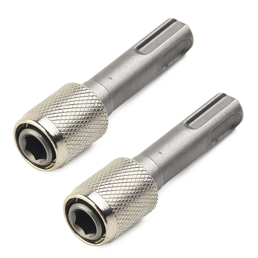 High-quality Socket Adapter Screwdriver Holder Drill Adapter High-quality 1/4 Hex Shank 2pcs SDS Socket Adapter Silver Steel