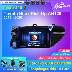 Android 16 Carplay Auto 2K Screen Car Radio Multimedia Player For Toyota Hilux 2016 2017 2018 2din Autoradio Stereo Head Unit