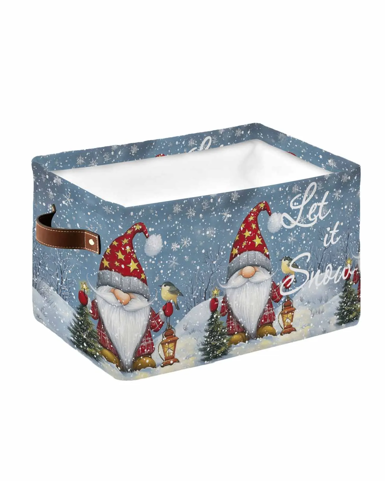 Illustration Dwarf Snowflake Christmas Tree Foldable Storage Basket Waterproof Home Clothing Organizer Children Toy Storage Bag