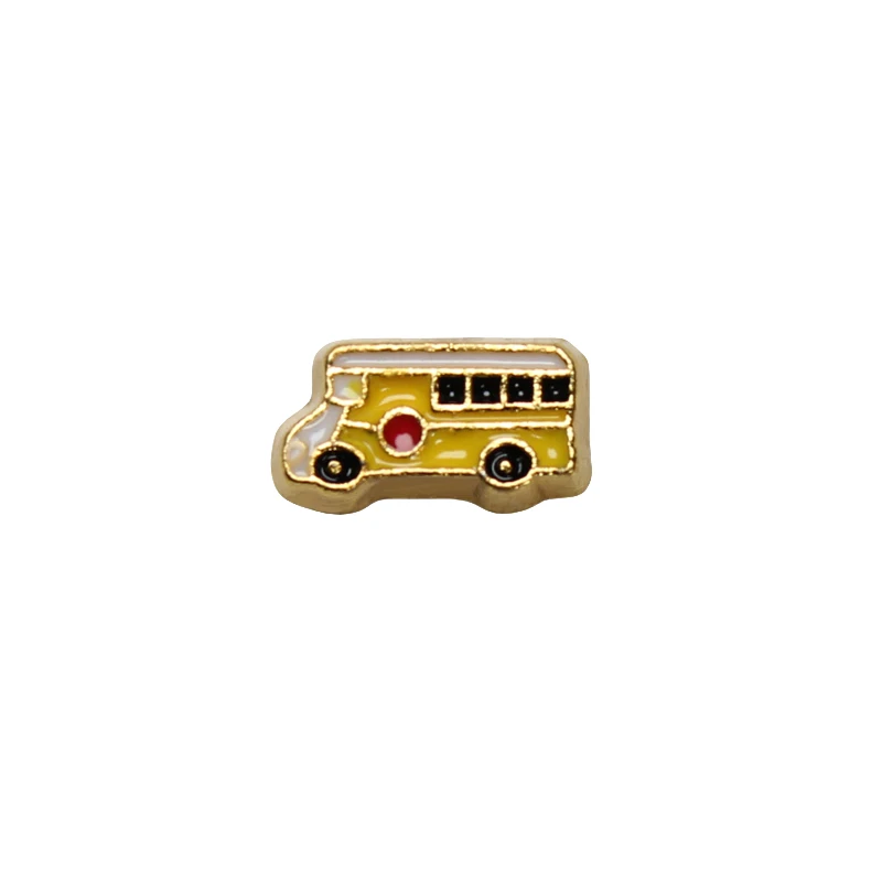 School Bus Floating Charms 10pcs Mixed Style For Glass Living Memory Locket Women Jewelry Making DIY Accessories Women Gift
