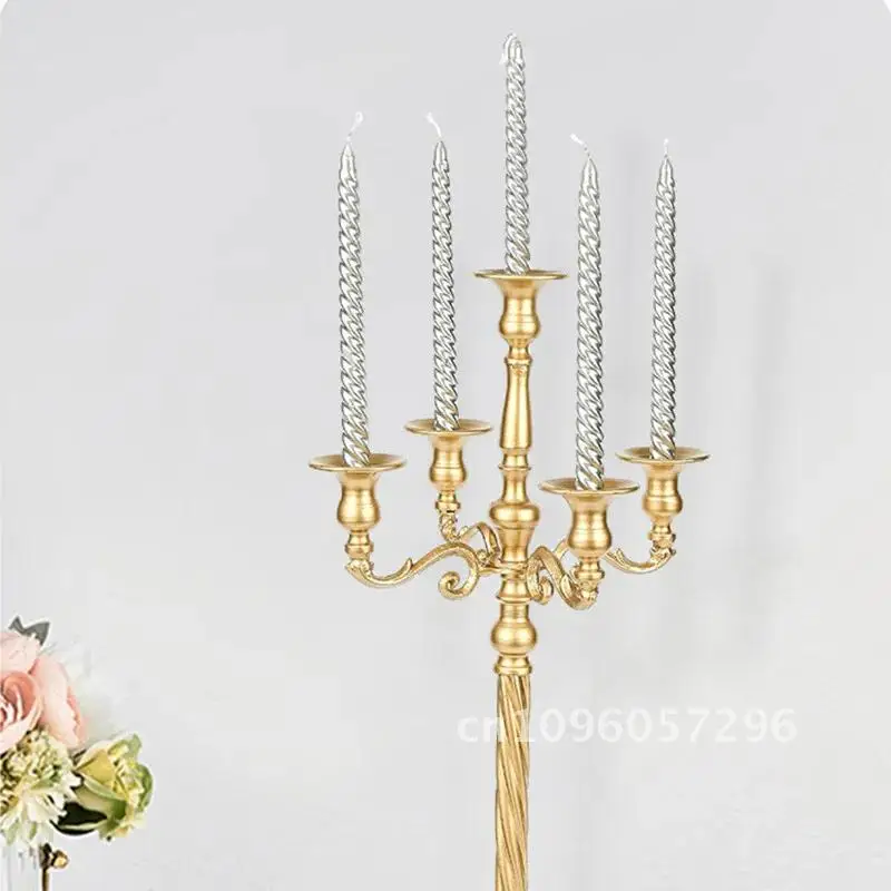 63/73/89cm Candlestick Candelabra 5 Arms Gold White Silver Wedding Pillar Table Decorations for Decor Metal Holders Candle