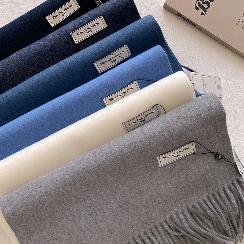 

2025 зимний шерстяной шарф для женщин, длинные теплые кашемировые шарфы, хиджаб, однотонная женская шаль, женская бандана из пашмины, шарфы на голову, новинка