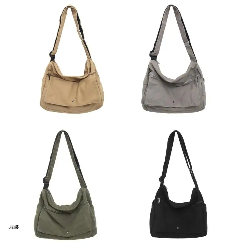 

D0UD Fashionable Canvas Shoulder Bag for Women Girls Lightweight Aesthetic