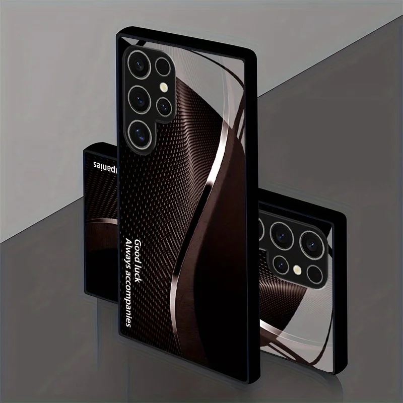 Brown creative style Tempered HD Glass Fashion phone case for Samsung Galaxy S26/S25/S24/S23/S22/S21 FE Ultra Plus Dropresistant