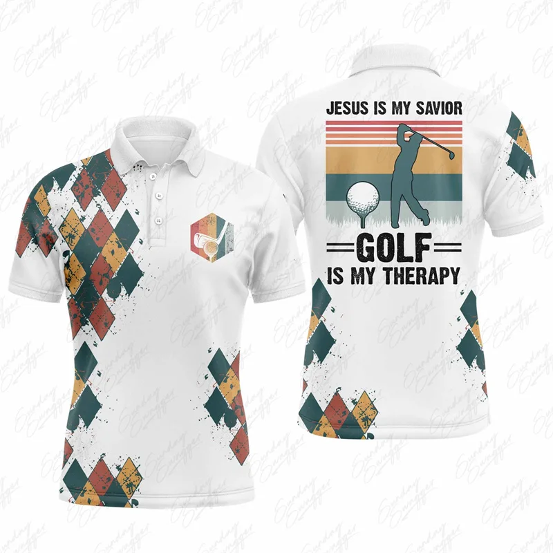 Polo da Golf da uomo t-Shirt estiva per sport all'aria aperta abbigliamento ad asciugatura rapida maglia sportiva per il tempo libero moda stampata Top abbigliamento da Golf