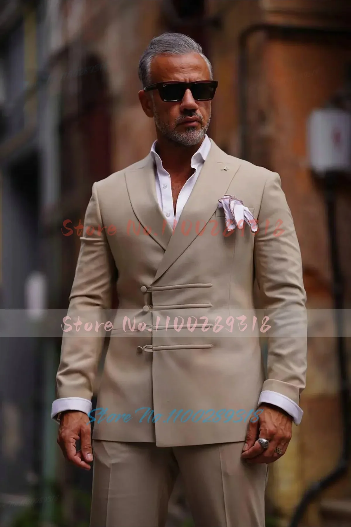 

Men's Suit 2 Piece Double Breasted Blazer Design Wedding Groom Tuxedo Elegant Fashion Costume Homme Costume Homme Italien