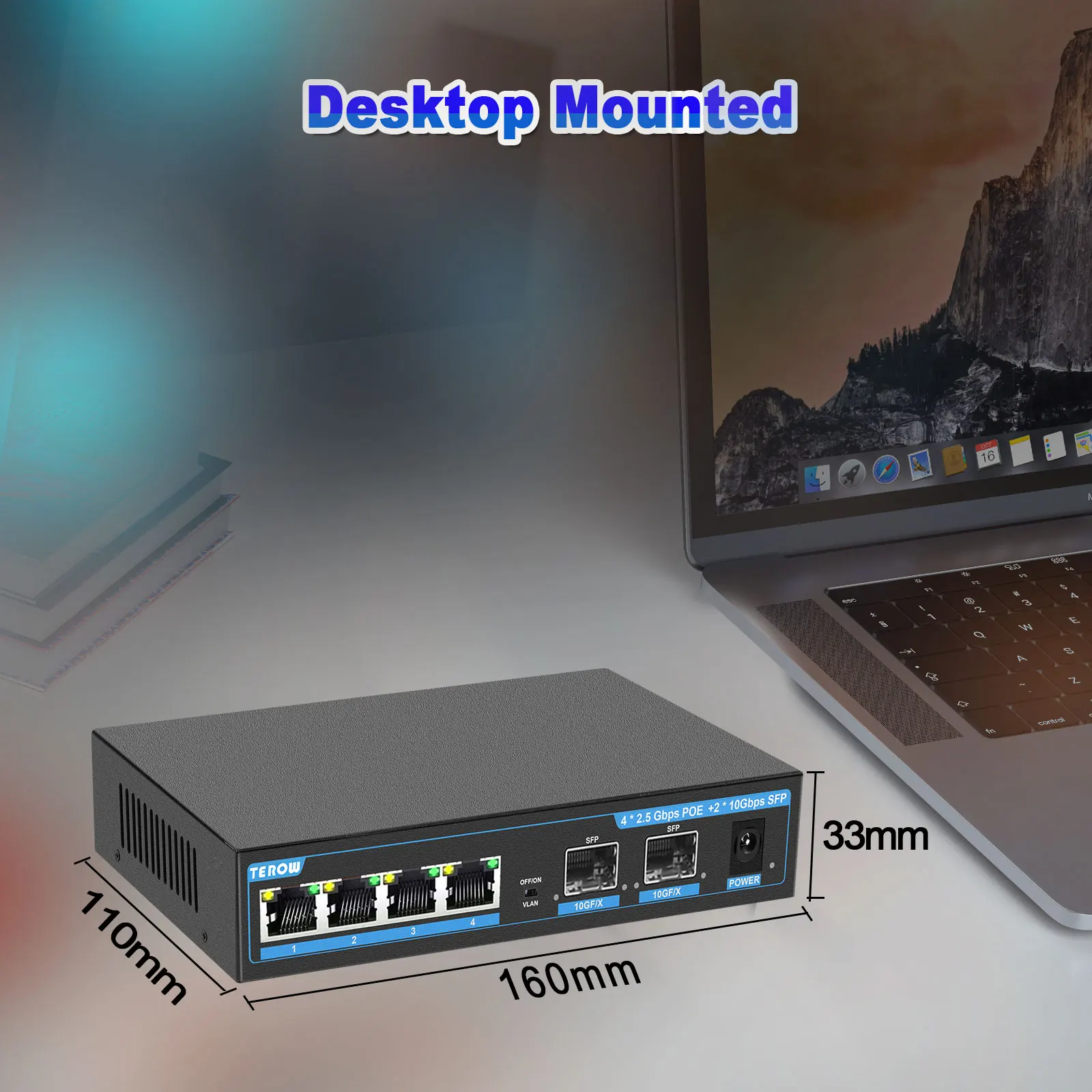 Terow 2.5G POE Switch 6 Ports 2.5gbe Network Switch 10G SFP Gigabit Ethernet Switch 2.5Gbps with Vlan for Wifi Router