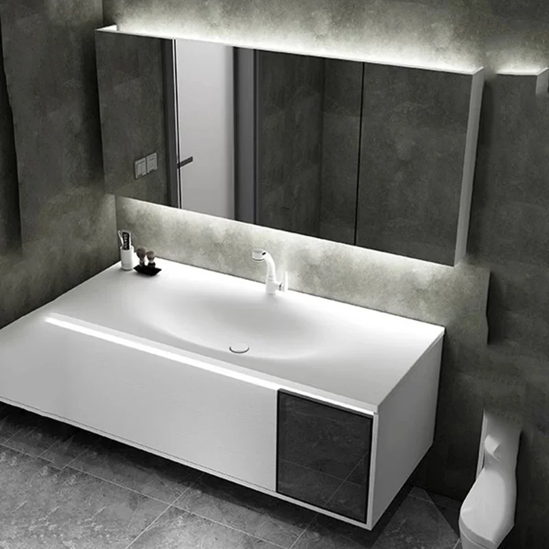 Compact Vanity Bathroom Cabinet Led Nordic Round Luxury Toilet Bathroom Vanity Space Saving Modern Vestidores Room Furniture