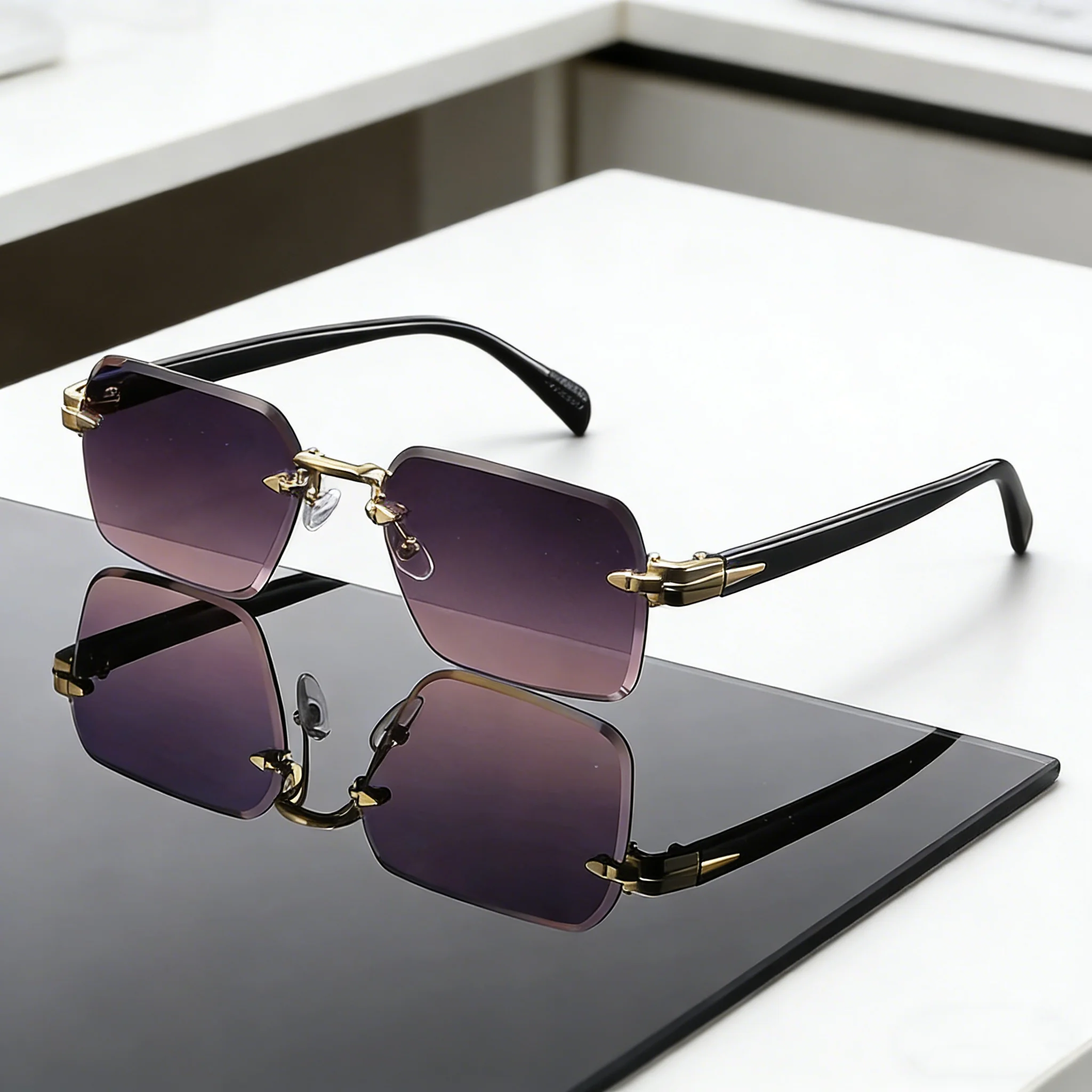 

2026 New Fashionable Personalized Borderless Women's Sunglasses Outdoor Ultra Light Neutral Metal Hinge Sunscreen Glasses