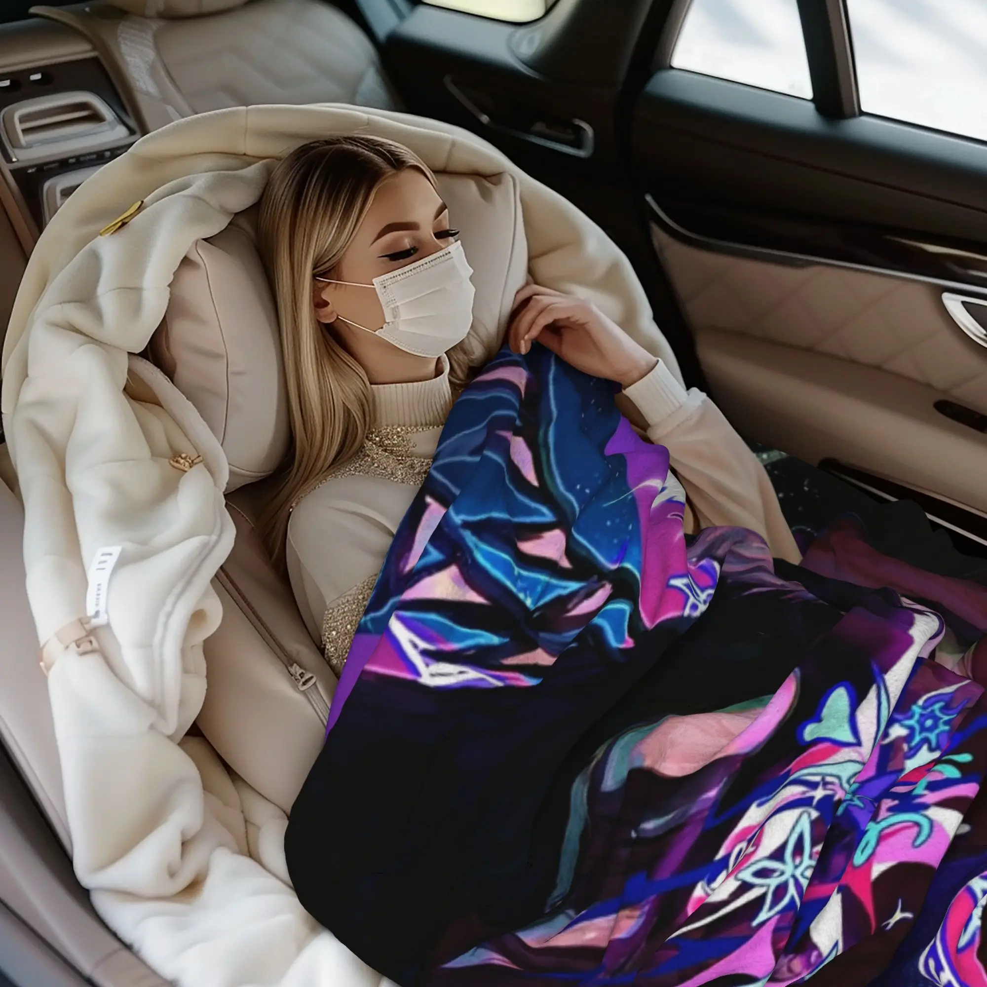 Azuretime أنيمي بطانيات محبوكة المخملية Azure وقتين بطانية رمي فائقة النعومة لسيارة أريكة الأريكة غرفة نوم لحاف #3