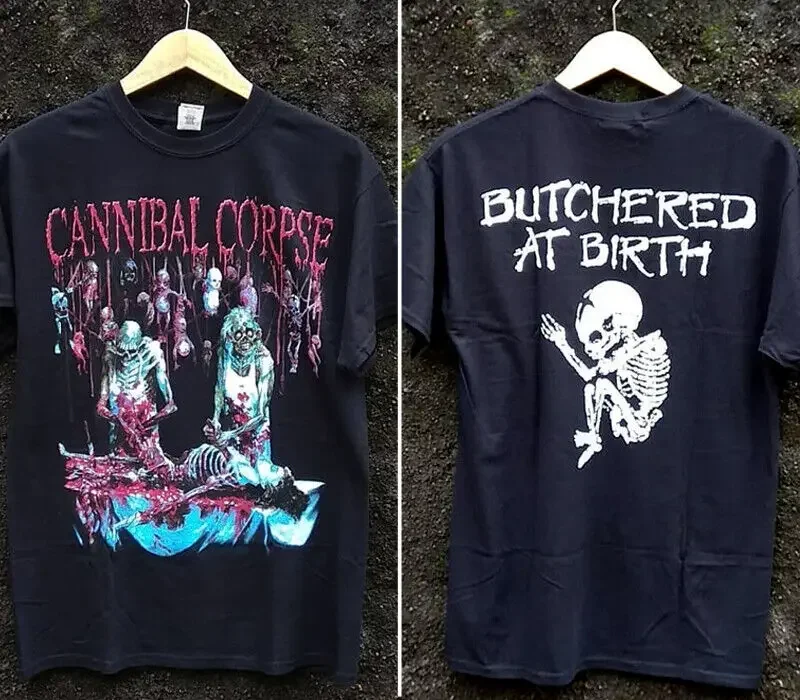 Cannibal Corpse Metal band Butchered At Birth 2 side black T shirt NH13094