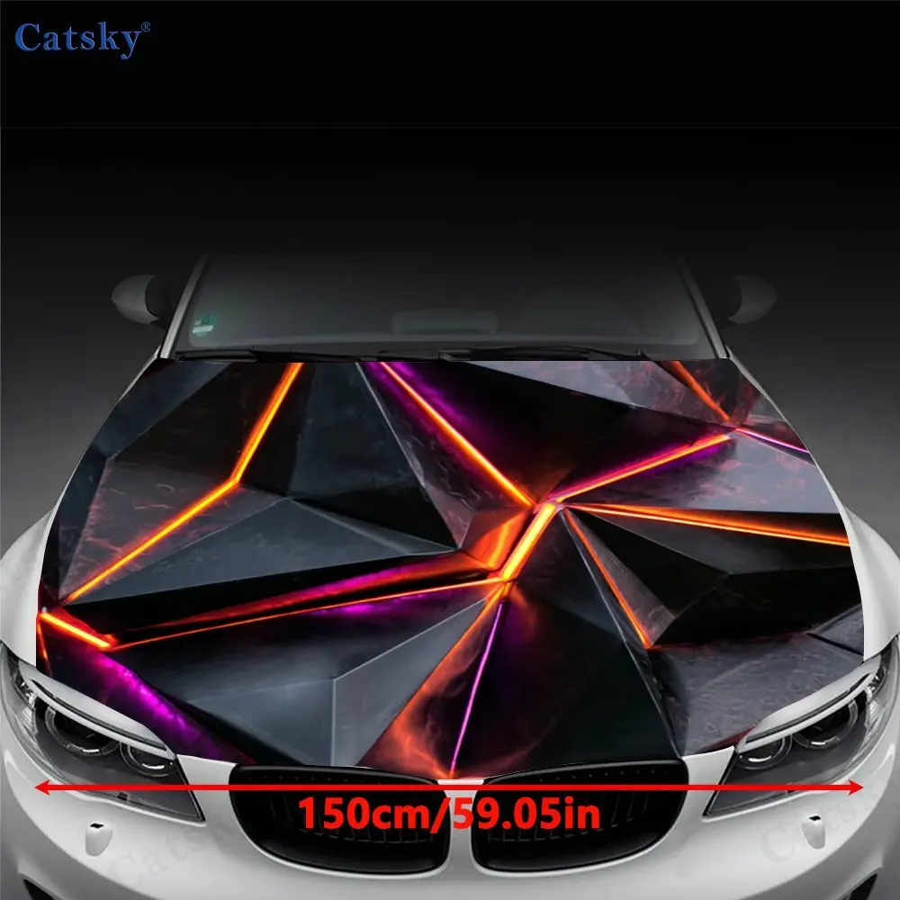 Phantom Geometry Car Hood Decal-a Vibrant PVC Sticker Suitable For Cars,motorcycles,and Trucks,a Self-adhesive,durable,and Fitte