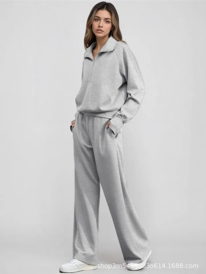 

Spring Autumn New Long-sleeved Turtleneck Sweatshirt 2-piece Set Fashion Loose Elastic Waist Women's Casual Sports Pants Suit