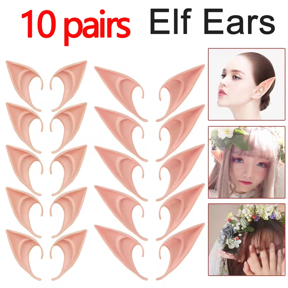 1-10 pair Christmas Elf Ears Decoration Angel Elf Ears Masquerade Party Costumes Xmas Party Supplies Photo Props Kids Gift