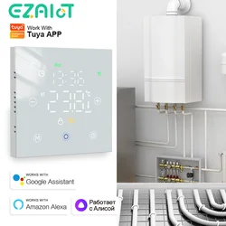 Controlador inteligente de temperatura, termostato eléctrico de suelo, WiFi, Tuya, calefacción de agua/Gas, tecla táctil, voz, Alexa, Google Home