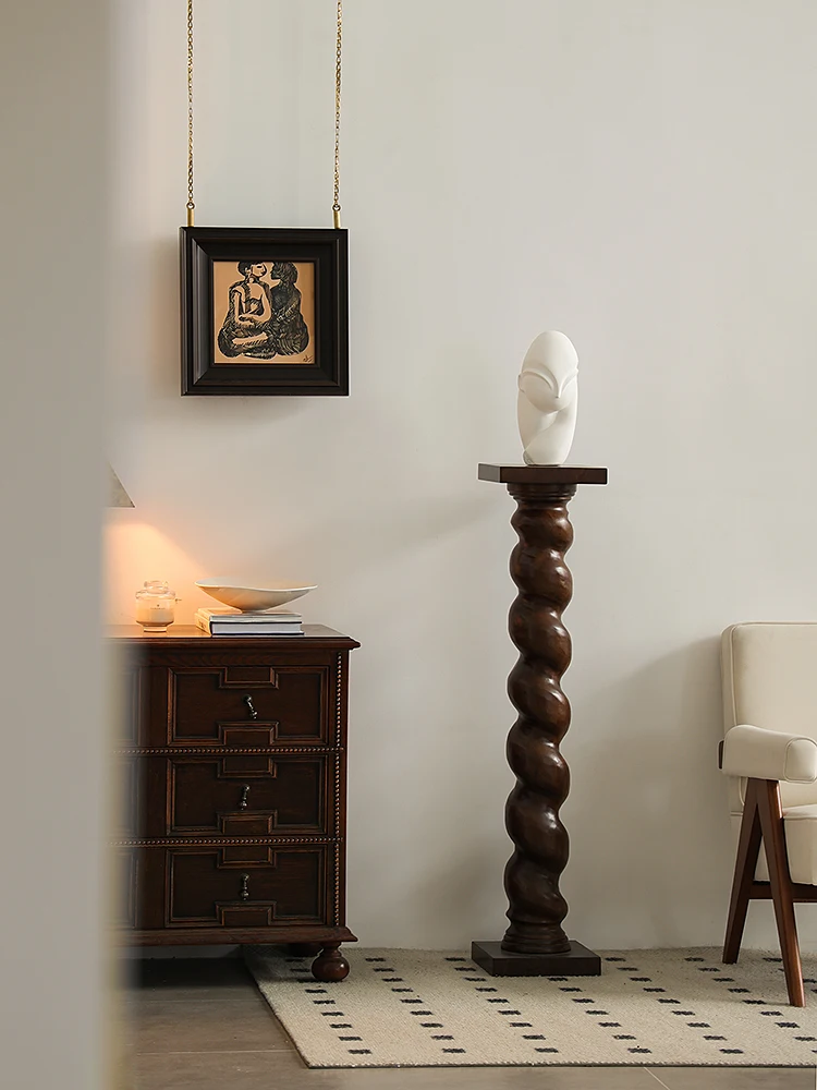 العمود الروماني في العصور الوسطى قاعدة خشبية صلبة حلزونية فرنسية مدخل غرفة المعيشة تمثال فني زخرفة أرضية #3