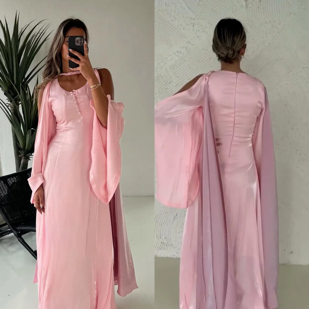 

Jiayigong Satin Ruffles Draped Valentine's Day A-line O-Neck Bespoke Occasion Gown Midi Dresses Saudi Arabia Evening