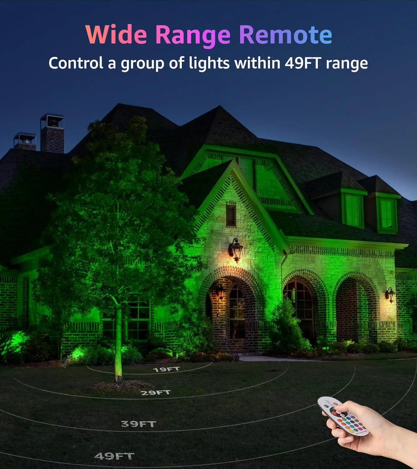 12W RGBW LED Color Changing Outdoor Spotlights with Remote Control, Waterproof Landscape Lighting for Yard Garden Patio, 2 Pack