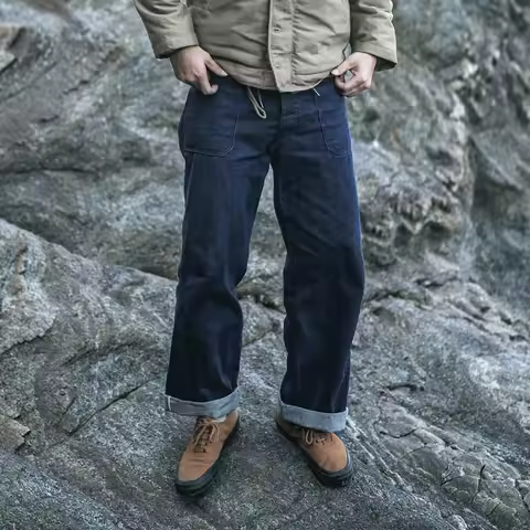 Bronson Naval 1917 1st Fatigue Dungaree Trousers 10.5oz Selvage Denim Jean Deck Pant