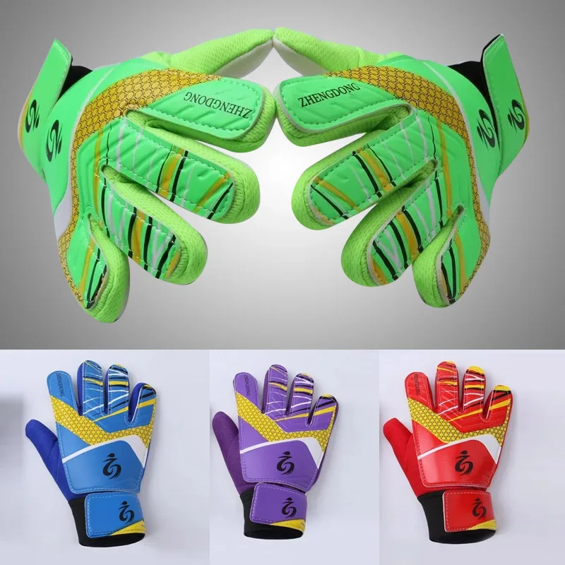 1 par de guantes de portero de fútbol profesionales para niños, guantes de látex con protección completa para los dedos, guantes de fútbol de portero de agarre fuerte