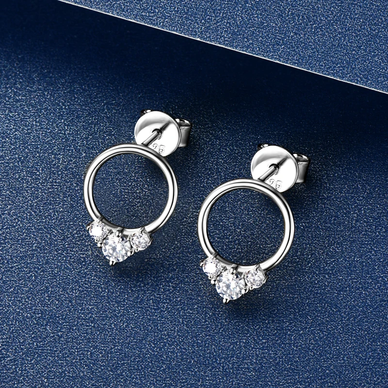 IOGOU 3mm&2mm D Color Moissanite Diamond Stud Earrings Real 100% 925 Silver Round Hoop Earrings 2024 Trend Jewelry for Women