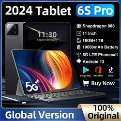 2024 Pad 6S Pro Original Global Version Tablets 11inch HD 4K 16GB+1TB 10000mAh Android 13 5G Dual SIM Card Phone Call WIFI Tab