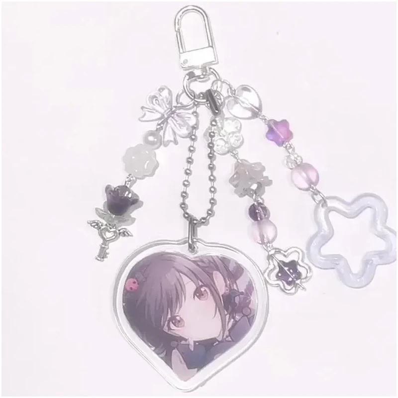 Project Sekai Original God Matching Key Chain Kawaii Anime Girl Heart Acrylic Keychain - Cute Pastel Beaded Bag Charm