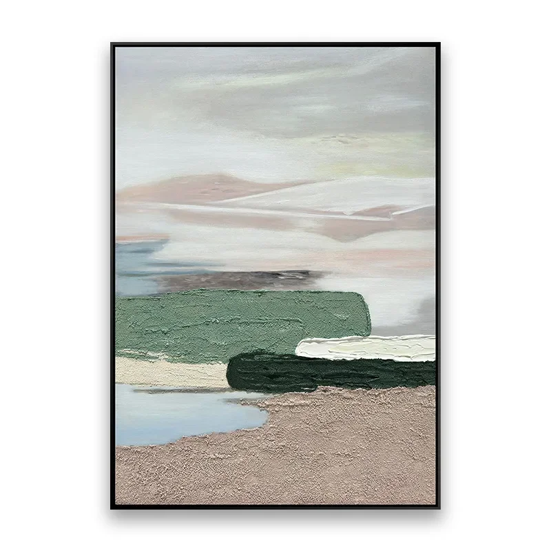 

New Chinese abstract pure hand-painted Dafen Village oil painting, entrance texture decorative painting mural, living room hang
