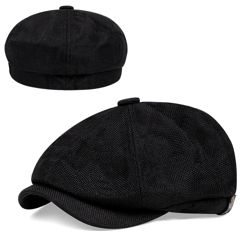 2022 new men\'s linen octagon Newsboy Hat Outdoor casual versatile beret mens hat ゴルフキャップ beret кепки мужские стильные